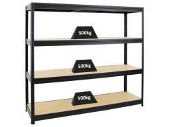 Sale PROREGAL Schwerlastregal Dino HxBxT 180 x 200 x 60 cm Fachlast 500 kg Schwarz