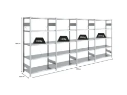 PROREGAL Schwerlastregal Silver Mamba Made In Germany  HxBxT 200 x 400 x 50 cm 5 Ebenen Je 150 kg Fachlast  Verzinkt