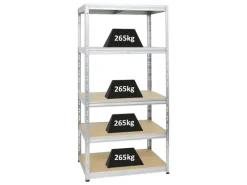 PROREGAL Schwerlastregal Tiger HxBxT 180 x 90 x 60 cm Fachlast 265 kg 5-Ebenen