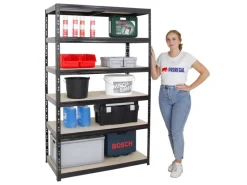 Clearance PROREGAL Schwerlastregal Giant Tiger HxBxT 200 x 120 x 60 cm Fachlast 265 kg 6-Ebenen Schwarz