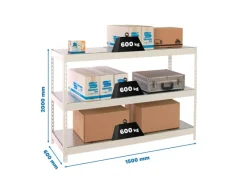 PROREGAL Schwerlastregal Metal Beast Three HxBxT 200 x 150 x 60 cm Fachlast 600 kg Weiß