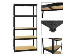 Best PROREGAL Schwerlastregal Slim Elephant S HxBxT 180 x 90 x 45 cm 5 Ebenen Fachlast 350 kg Schwarz