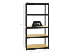 Best PROREGAL Schwerlastregal Slim Elephant S HxBxT 180 x 90 x 45 cm 5 Ebenen Fachlast 350 kg Schwarz