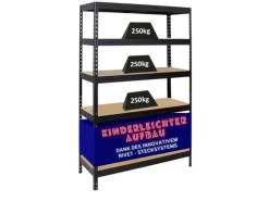 PROREGAL Schwerlastregal Rivet HxBxT 180 x 120 x 45 cm Fachlast 250 kg Innovatives Stecksystem