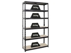 PROREGAL Schwerlastregal Giant Tiger XL HxBxT 220 x 120 x 40 cm Fachlast 265 kg 6-Ebenen Schwarz