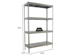 Outlet PROREGAL Schwerlastregal Metal Beast Four HxBxT 200 x 180 x 45 cm Fachlast 600 kg Verzinkt