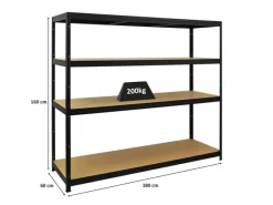 PROREGAL Schwerlastregal Giant Elephant HxBxT 160 x 180 x 60 cm Fachlast 200kg Schwarz