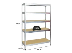 New PROREGAL Schwerlastregal Rivet HxBxT 180 x 120 x 45 cm Fachlast 250 kg Innovatives Stecksystem Verzinkt
