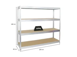 PROREGAL Schwerlastregal Dino HxBxT 180 x 200 x 60 cm Fachlast 500 kg