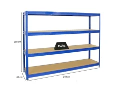 Sale PROREGAL Schwerlastregal Dino HxBxT 180 x 240 x 60 cm Fachlast 450 kg Blau