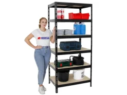 Online PROREGAL Schwerlastregal Giant Tiger HxBxT 200 x 90 x 60 cm Fachlast 265 kg 6-Ebenen Schwarz