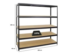 Hot PROREGAL Schwerlastregal Giant Elephant HxBxT 180 x 180 x 60 cm Fachlast 200 kg Schwarz