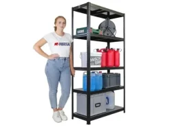Best PROREGAL Schwerlastregal Ragnar HxBxT 180x90x40cm 5 Stahlplatten-Ebenen Fachlast 125 kg Schwarz