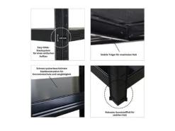 Best PROREGAL Schwerlastregal Ragnar HxBxT 180x90x40cm 5 Stahlplatten-Ebenen Fachlast 125 kg Schwarz