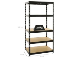 PROREGAL Schwerlastregal Tiger HxBxT 180 x 90 x 60 cm Fachlast 265 kg 5-Ebenen