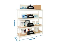 Discount PROREGAL Schwerlastregal Wood Beast Four HxBxT 200 x 180 x 45 cm Fachlast 600 kg Weiß