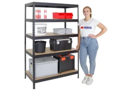 Discount PROREGAL Schwerlastregal Rivet HxBxT 180 x 120 x 60 cm Fachlast 250 kg Innovatives Stecksystem Schwarz