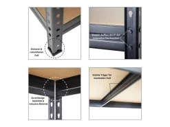 Discount PROREGAL Schwerlastregal Rivet HxBxT 180 x 120 x 60 cm Fachlast 250 kg Innovatives Stecksystem Schwarz