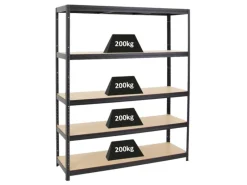 PROREGAL Schwerlastregal Giant Elephant HxBxT 180 x 150 x 45 cm Fachlast 200 kg Schwarz