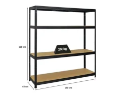 Hot PROREGAL Schwerlastregal Giant Elephant HxBxT 160 x 150 x 45 cm Fachlast 200 kg Schwarz