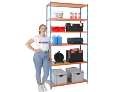 Sale PROREGAL Schwerlastregal Giant Muli HxBxT 250 x 80 x 50 cm 6 Fachböden Fachlast 150 kg Blau-Orange