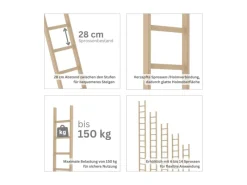 PROREGAL Sprossen-Anlegeleiter Holz Ohne Traverse 8 Sprossen