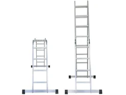 PROREGAL Sprossen-Mehrzweckleiter MULTISTEP mit Gerüstplattform Aluminium 4x4 Sprossen bis zu 4,6 m Höhe Traglast 150kg