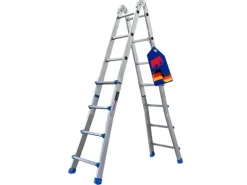 PROREGAL Sprossen-Mehrzweckleiter APOLLO 3-In-1 Aluminiumleiter 4x4 Sprossen Bis Zu 4 M Höhe 150 kg Traglast Silber Klappleiter Stehleiter