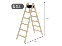 New PROREGAL Sprossen-Stehleiter Holz 2 x 6 Sprossen