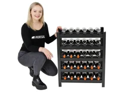 PROREGAL Weinregal Toskana HxBxT 75 x 60 x 30 cm 30 Flaschen Auf 5 Ebenen Schwarz Wein Metallregal Weinständer Flaschenständer