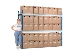 PROREGAL Weitspannregal Maximus Pro Grundregal HxBxT 250 x 200 x 50 cm 2 Ebenen Spanplatten Fachboden Fachlast 690 kg Lichtblau & Lichtgrau