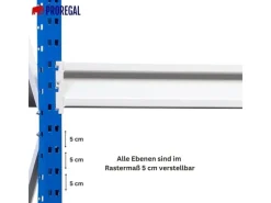 Sale PROREGAL Weitspannregal Maximus Pro Grundregal HxBxT 450 x 250 x 100 cm 6 Ebenen Spanplatten Fachboden Fachlast 530 kg Lichtblau & Lichtgrau