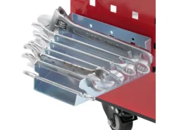 PROREGAL Werkzeugwagen HxBxT 73x90x35cm Rollwagen Werkstattwagen Rollen Handgriff 3 Ladeflächen Lochraster Stahl