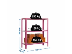 PROREGAL Wohnregal Living Koala Metal mit 3 Fachböden HxBxT 90 x 80 x 40 cm Fachlast 150 kg Rosa/Weiß