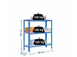 PROREGAL Wohnregal Living Koala Metal mit 3 Fachböden HxBxT 90 x 80 x 40 cm Fachlast 150 kg Blau/Weiß