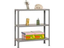 PROREGAL Wohnregal Living Koala Metal mit 3 Fachböden HxBxT 90 x 80 x 30 cm Fachlast 150 kg Grau/Grau