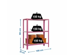 PROREGAL Wohnregal Living Koala Metal mit 3 Fachböden HxBxT 90 x 100 x 30 cm Fachlast 150 kg Rosa/Weiß