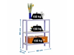 New PROREGAL Wohnregal Living Koala Metal mit 3 Fachböden HxBxT 90 x 80 x 40 cm Fachlast 150 kg Lila/Weiß