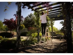 PROREGAL Wood Double Giraffe Holz-Sprossen-Stehleiter mit Sicherheitskette 2 x 5 Sprossen 163 cm Hoch Trittleiter Bockleiter Sprossen-Doppellleiter