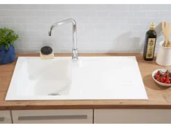 New Respekta Einbauspüle Mineralite Boston 86 cm x 50 cm Weiß