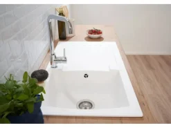 New Respekta Einbauspüle Mineralite Boston 86 cm x 50 cm Weiß