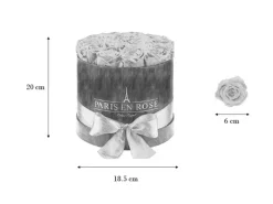 Rosenbox Ø 19 cm Schwarz mit Schleife und 14 en Rosen