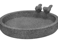 Best Runde Vogeltränke aus Zement Ø 32 cm x 8 cm Dunkelgrau