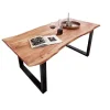 Clearance SAM Esstisch Baumkante Massiv Akazie Natur 160 x 85 Schwarz QUINN
