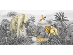 Online Sanders & Sanders Poster Dschungeltiere Grau 0,75 x 1,7 m 601265