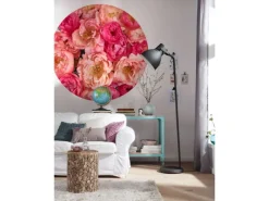 Sanders & Sanders Selbstklebende Runde Tapete Blumen Rosa Ø 125 cm 611805