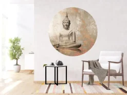 Sale Sanders & Sanders Selbstklebende Runde Tapete Budha Beige Ø 140 cm 601126