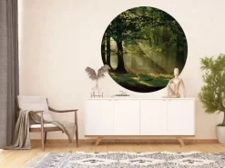 Sanders & Sanders Selbstklebende Runde Tapete Bewaldete Landschaft Grün Ø 140 cm 601134