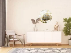 Outlet Sanders & Sanders Selbstklebende Runde Tapete Blumen Gelb und Grau Ø 70 cm 601090