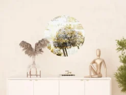 Outlet Sanders & Sanders Selbstklebende Runde Tapete Blumen Gelb und Grau Ø 70 cm 601090